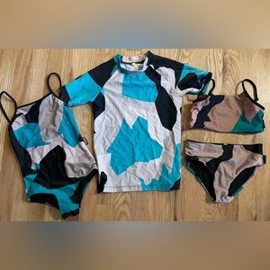 Nununu camouflage swimwear bundle sz. 6/7 Bikini, swimsuit, rash guard